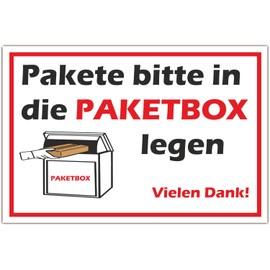 Paketbox Sign 20 x 30 cm Pakete bitte in die Paketbox legen ! Made from Sturdy PVC Hard Foam Board 3 mm with UV Protection BerpaHome