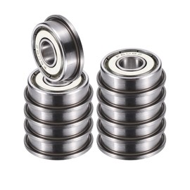 ACROPIX F608ZZ 8x22x7mm Double Metal Shield Single Row Flanged Ball Bearings Deep Groove Ball Bearings Silver Tone - Pack of 10