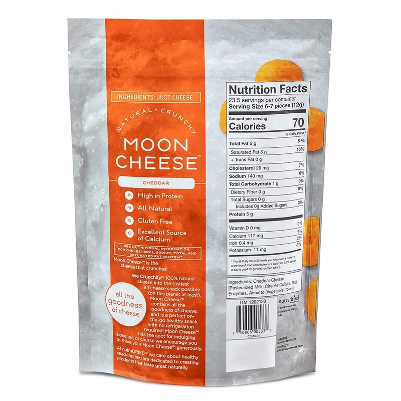 Moon Cheese - 100% Natural Cheese Snack - Cheddar -