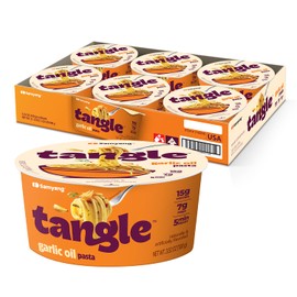 Samyang Tangle Garlic Oil Spaghetti Aromatic Roasted Garlic and Olive Oil Flavor Spicy Kick Air Dried Noodle Quick Microwave Meal 3.70 oz (Pack of 6)