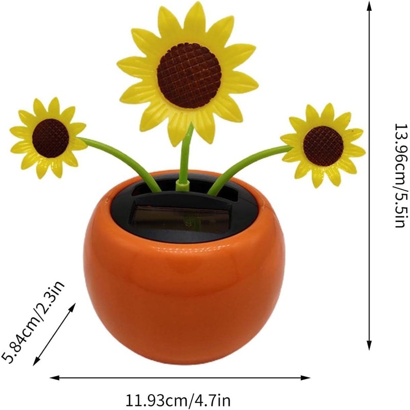 2Pcs Solar Dancing Flower Car Decoration, Apple Blossom Sunflower with
