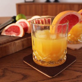 Barvivo Coasters for Drinks Absorbent- 8 Pcs Square Coasters for Coffee Table - Double Sided Felt & Cork Drink Coasters for Tabletop Protection - Suitable for Drinks, Coffee & All Table Types - Brown