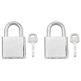 ZZLZX 2PCS Stainless Steel Pass Through Lock with 2 Keys Travel Bag Padlock Gym Locker Large Rounded Silver for Briefcase Small Luggage Wardrobe Drawer Locks