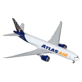 DCD Boeing 777-200LR Commercial Aircraft 'Atlas Air' (N703GT) 1/400 Diecast Model Airplane White Blue Tail GeminiJets Collection