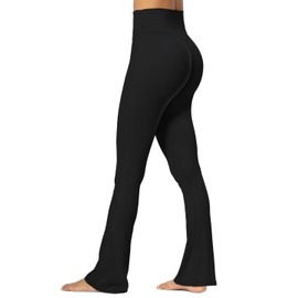 Sunzel Sunzfly No Front Seam Mini Flare Leggings for Women, Invisible Butt Scrunch Flared Yoga Pants with Tummy Control 28" Black X-Large