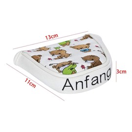 Anfang Mallet Magnetic Putter Cover with Bear Embroidery (White)
