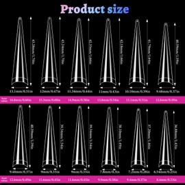 Pack of 600 False Nails Tips, Extra Long Transparent Artificial Nails, Conical Nail Tips, Acrylic Full Cover Artificial Nails, Stiletto Nail Tips for Women, Girls, Nail Art, DIY Ballerina Nail Tips