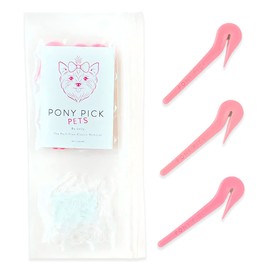 Pony Pick ﻿The PET Pick Pet Hair Elastic Rubber Band Cutter - 3 Pack or Pet 50 Clear Elastics - Pet Grooming Tool - Easily Remove Dog Bows - Dog and Pet Hair Accessories