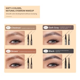 Microblading Eyebrow Pencil, Magical 2-in-1 Eye Brow Pencils for Women with 4-Fork-Tip, Waterproof Eyebrow Pen Create Natural Hair-Like Brows, Last All-Day, Eyebrow Pen Maroon (Dark Grey)