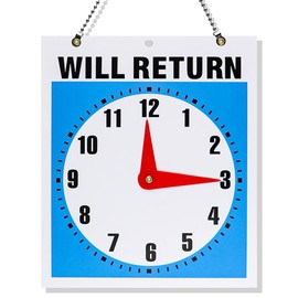 1Pcs Double- Sided Come in/Open/Will Return Sign with Clock Hands, Open and Closed Door Pendant for Business Store Office Bars Retail Salon Shop