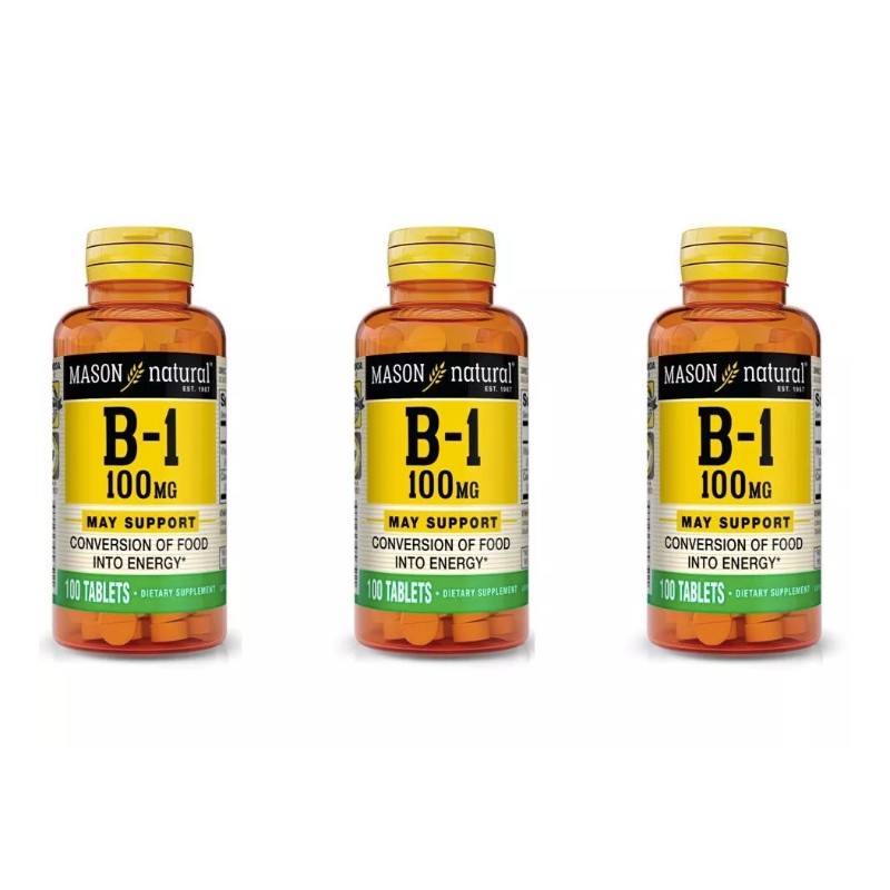 Vitamin B1 Thiamin 100 mg Tablets 300, 3 bottles 100
