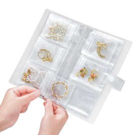 Portable Jewelry Storage Organizer, Clear Double-Sided Protective Folder with Snap Closure, Multi-Compartment Display Book for Necklaces, Earrings, Rings (3 inches - 84)