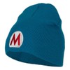 Ice Mario Embroidered Knitted Short Beanie - Aqua Red OSFM