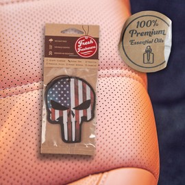 Punisher Skull Car Air Freshener, Car Air Fresheners Scented With Essential Oils By Fresh Fresheners (3 Pack)