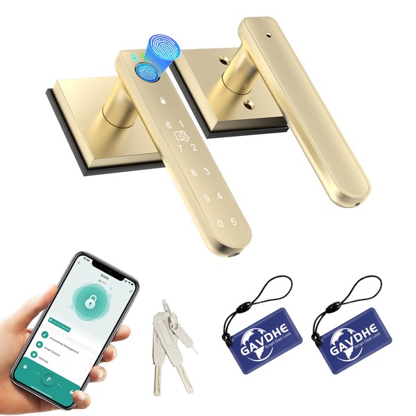 Gavdhe Gold Fingerprint Door Lock Smart Finger Print Door Knob