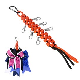 Cheer Bow Holder - Cheerleader Backpack Bow Organizer - Durable Paracord Hair Bow Hanger Cheer Bag Accessories - Cheerleading Gift for Cheer Teams - Orange/Black 1 Pack