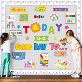 Humyoun 43 Pcs Affirmations Posters for Classroom Today is a Good Day Bulletin Board Set Welcome Positive Inspirational Bulletin Board Motivational Posters Classroom Decor for School Home Activities