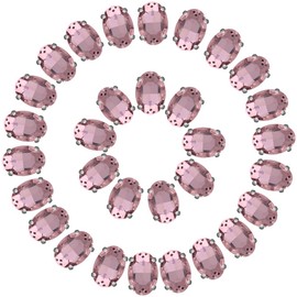 Pink Rhinestones Oval Sew On Rhinestone 50pcs 10x14mm Flatback Rhinestones with Silver Prongs for Crafts Clothes Dresses Shoes Jewelry Making