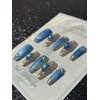Handmade Press on Nails Medium Length MouyouGlow, Ballerina Blue Silver