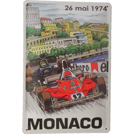 Tin Sign Tin Sign 20 x 30 Monaco 1974 Formula Race in Retro Nostalgia Comic Design Car Motorsport Advertising F1 Racing Grand Prix
