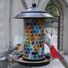 Solar Bird Feeder with Stained Glass, Easy Clean and Top