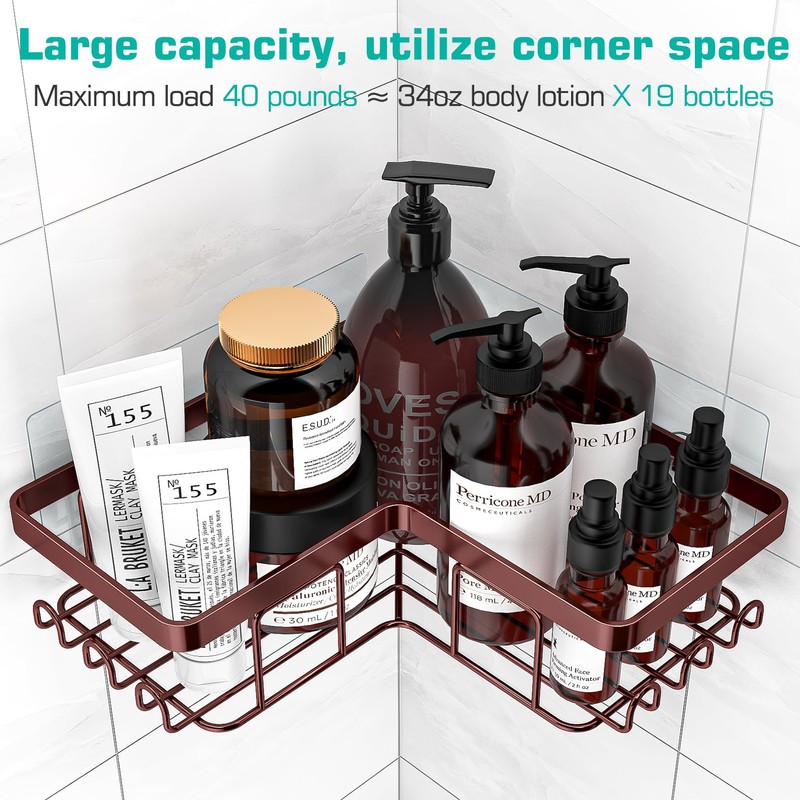 YASONIC Corner Shower Caddy, 3-Pack Adhesive Shower Caddy with Soap