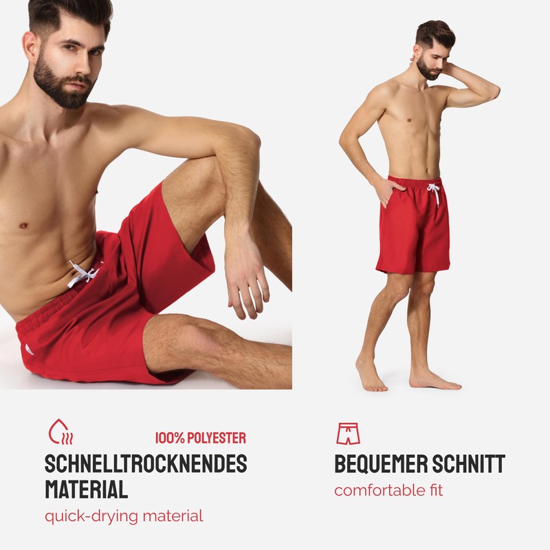 Ladeheid LA40-129 men's swimming trunks, beach shorts - red, size: