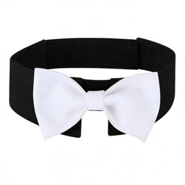 HDGDT White Dog Bow Tie Collar, Adjustable Formal Pet Collar with Bow Tie for Small Medium Large Dogs, Wedding, Birthday Party & Photo Shoot Accessory (White, Large)