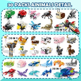 TENYEAH 30 Pack Party Favors Building Set for Kids, Mini Animals Building Block Toy, Classroom Prizes Goodie Bags Stuffer, Easter Gifts Birthday for Boy Girls Age