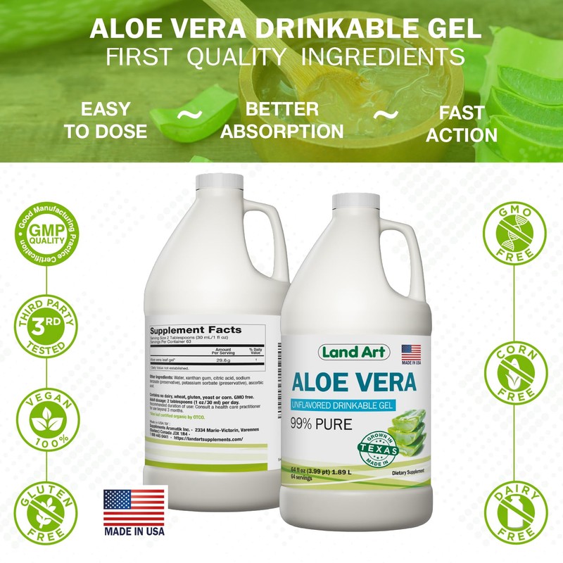 Organic Aloe Vera Drinkable Gel for Heartburn & Acid Reflux