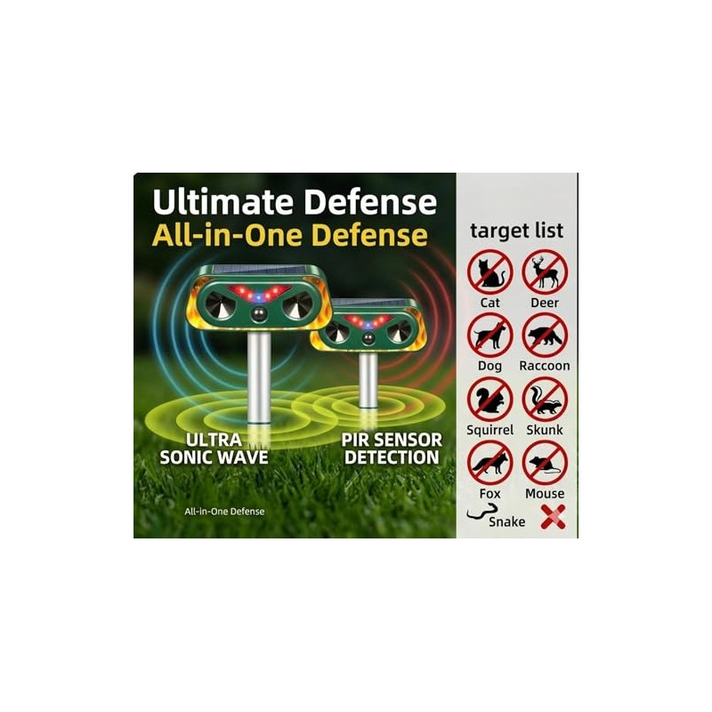 2026 New Sonic Fortress Pro Deer Repellent Devices,2Pcs Solar Ultrasonic