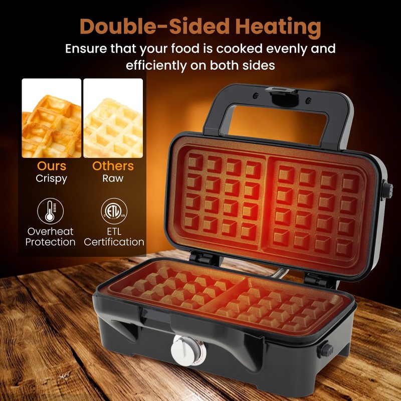 KOTEK 3 In 1 Sandwich Maker, Waffle Maker with Removable