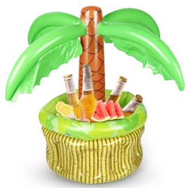 Glovios Inflatable Palm Tree Drinks Cooler, Hawaii Decorative Floating Bar for Pool, Palm Tree Inflatable Drink Holder, Inflatable Island for Beach Mallorca Summer Party Garden Party Decoration