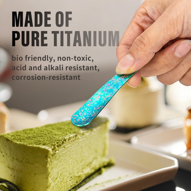 TiTo Titanium 3Pieces Fruit Forks, Ultralight Antirust Pure Titanium Dessert