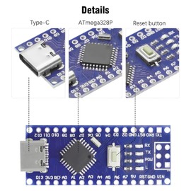 Nano V3.0 Board with Cable, AYWHP 3PCS Nano Board ATmega328P, CH340G Chip 5V 16M, Microcontroller Compatible with Arduino Nano (USB C Port)
