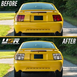 USR 99-04 Mustang Tail Light – CLEAR Tail Lamps (Left + Right) Pair - Compatible with 1999-2004 Ford Mustang All Models Stang - Will Not Fit Cobra (ALL CLEAR TAIL LIGHTS w/COLOR INCANDESCENT BULBS)