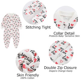 MAMIMAKA Baby Boys Girls Pyjamas 2 Way Zip Cotton Pajamas for Baby Newborn Play and Sleep Jumpsuit with Feet 0-12 Months, Footed-7