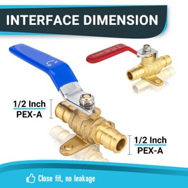 (Pack of 4) Seelink 1/2 Inch PEX-A Expansion Drop Ear Ball Valve, Brass Shut Off Valve for Pex-A Pipe Connection, ASTM F1960, Red&Blue