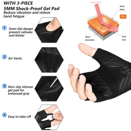MOREOK Cycling Gloves Bike Gloves for Men/Women-[5MM Gel Pad] Biking Gloves Half Finger Bicycle Gloves Exercise Workout Gloves for Cycling/Weight Lifting/Gym/Motorcycle/Rowing-black-128-S