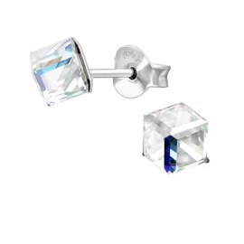 Bungsa© Flower .925 Sterling Silver Stud Earrings petals (Real Studs Ear Jewellery Women Men)