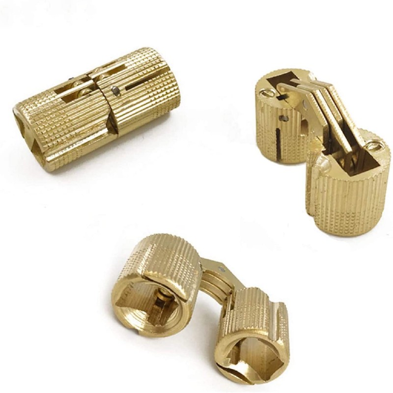 MIAO JIN 12 Pcs 16mm Brass Barrel Hinges Hidden Invisible