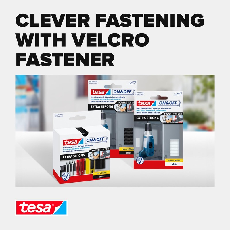 tesa 55228 On/Off Hook and Loop Extra Strong Strips -