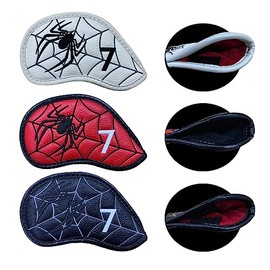 9 Piece Set 4-9 P,A,S Spider Golf Head Covers Iron Covers with Embroidered Iron Headcovers (Red)