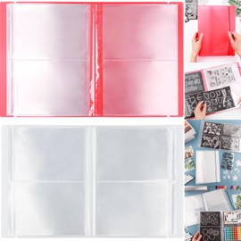 2 Pack Large Sticker Photo Storage Album, Stamp & Cutting Dies Storage Book Organizer Folder for Cards Storage DIY Scrapbooking Card Making Supplies 20 Pages 80 Pockets / Pack ( Clear + Green)