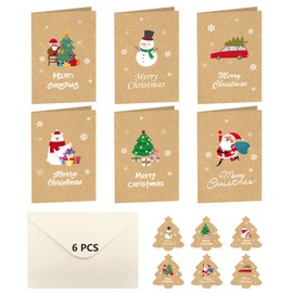 Set of 6 Christmas Cards with Envelopes, Mini Christmas Cards, Blank Folding Cards, Christmas Cards, Postcards, Comes with 6 Designs Merry Christmas (15 cm x 10 cm)