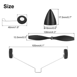 sourcing map 1 Set RC Airplane Landing Gear Wheels With Propeller for Toys Airplane Accessories RC Aircraft DIY Parts RC Plane Jet Replacement