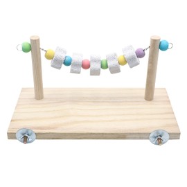 Wontee Wooden Stand Platform with Grinding Toys Bird Perch Stand for Parakeets Cockatiels Conures Rats Gerbils Chinchillas Squirrels