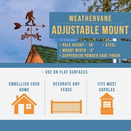 SWEN Products Bigfoot Sasquatch Weathervane (Adjustable Mount Included)