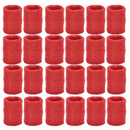 Unique Sports Athletic Performance Team Pack of 24 Wristbands (12 pair), Red