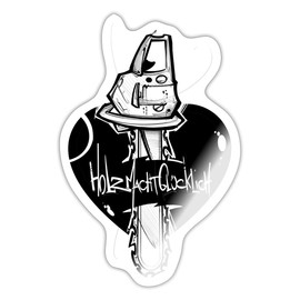Spreadshirt Holzkunst Scholz Merch Chainsaw Heart Sticker, 10 x 10 cm, Glossy White